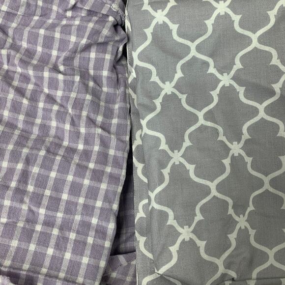 Lot of 6 Purple White Geometic Pattern Gingham Solid Fabric Sewing Scraps - Picture 2 of 3